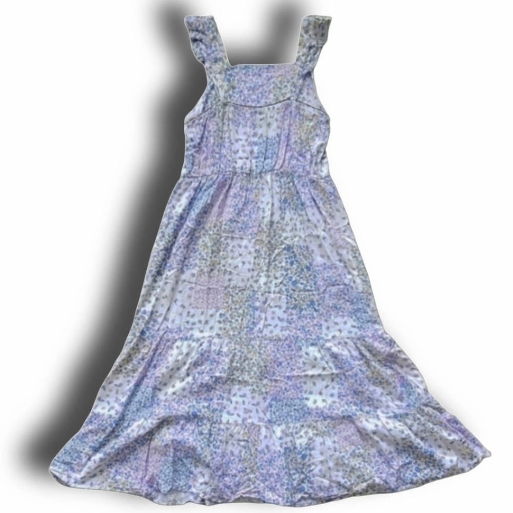 Art Class Girls' L 10/12 Sleeveless Flowy Tiered Maxi Dress Blue & Purple Floral - Picture 7 of 10